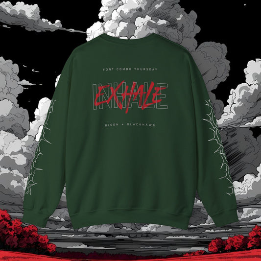 Inhale Exhale Crewneck Sweatshirt — Minimal Mental Health Graphic Pullover