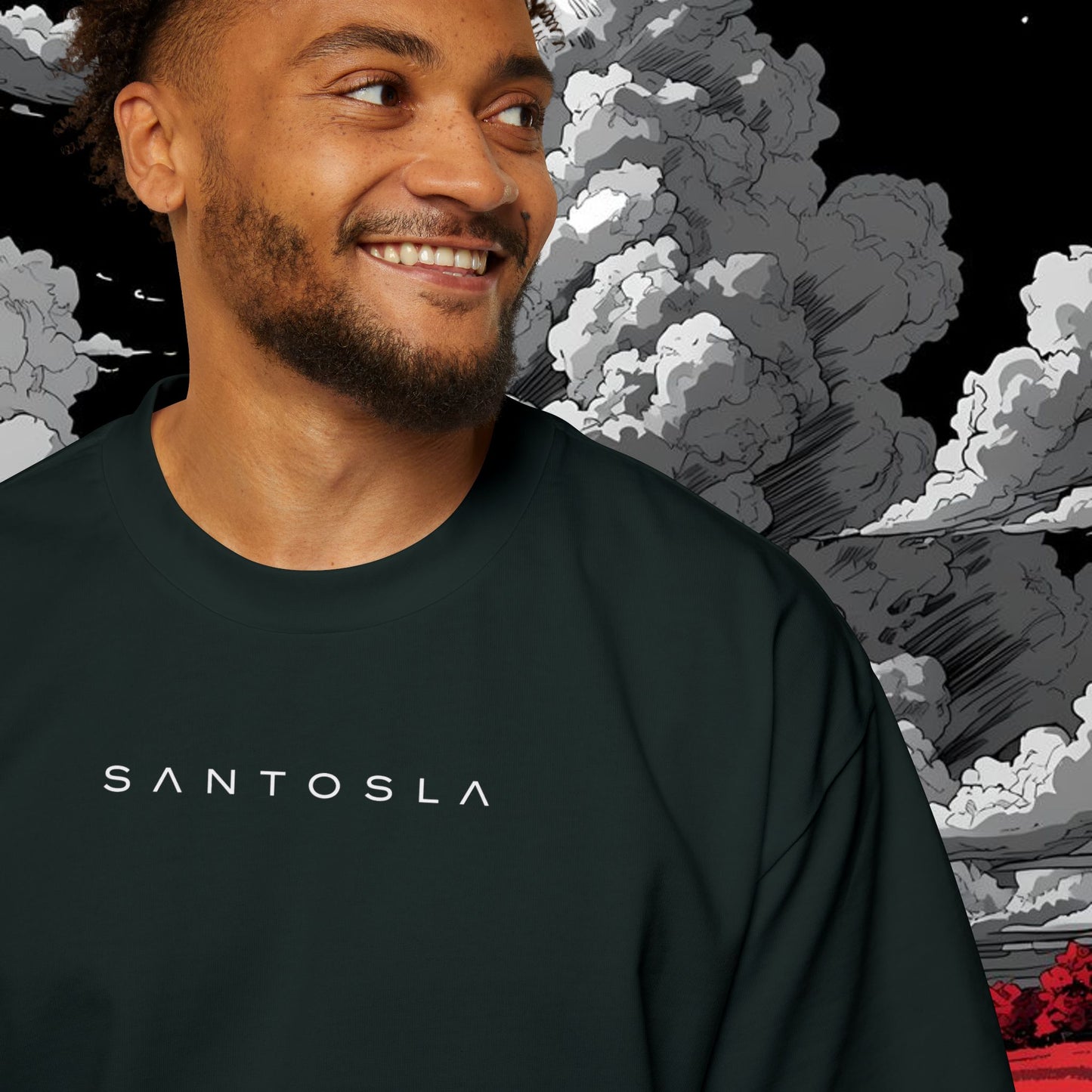 Oversized Graphic Tee — 'SANTOSLA' Front & Vintage 'Batman Paris' Back Print