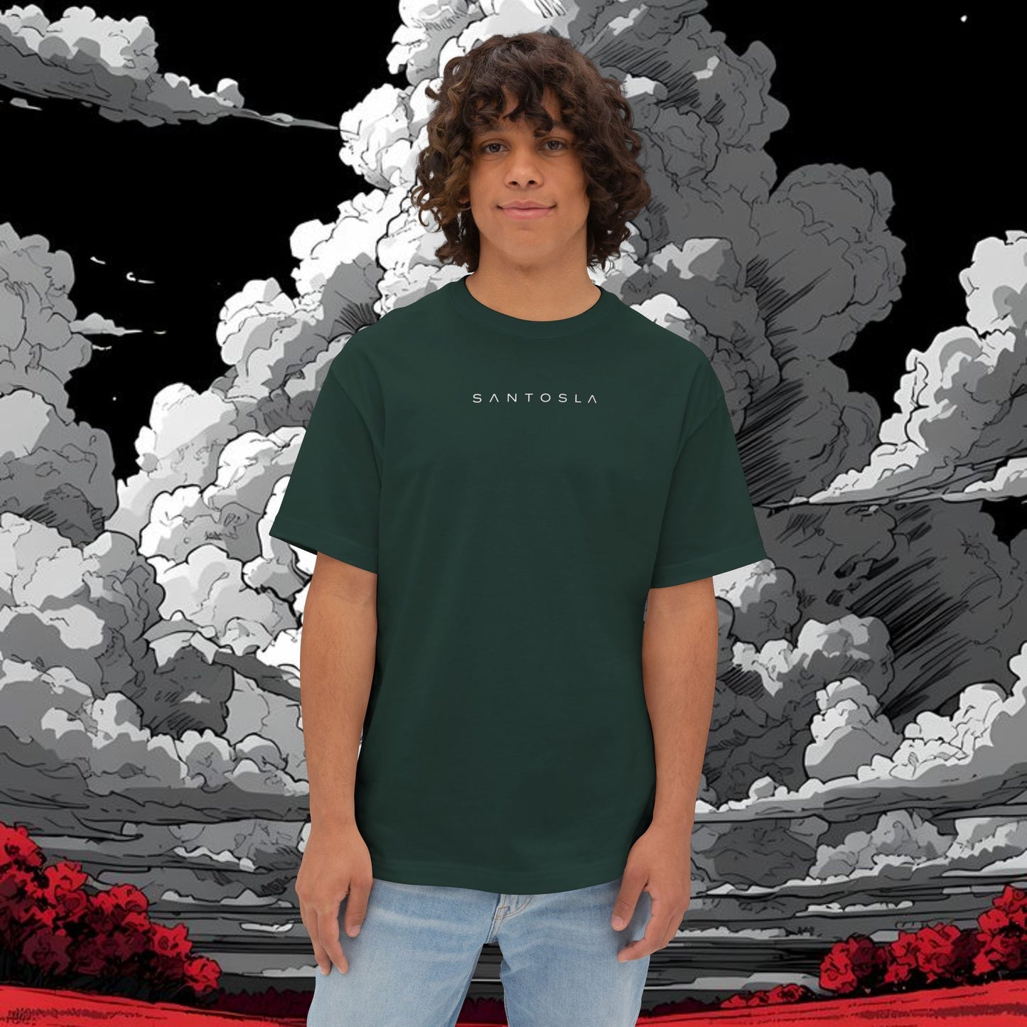 Sakura Grid Tee — Cherry Blossom Graphic Boxy T‑Shirt