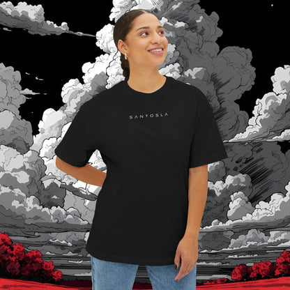 Sakura Grid Tee — Cherry Blossom Graphic Boxy T‑Shirt