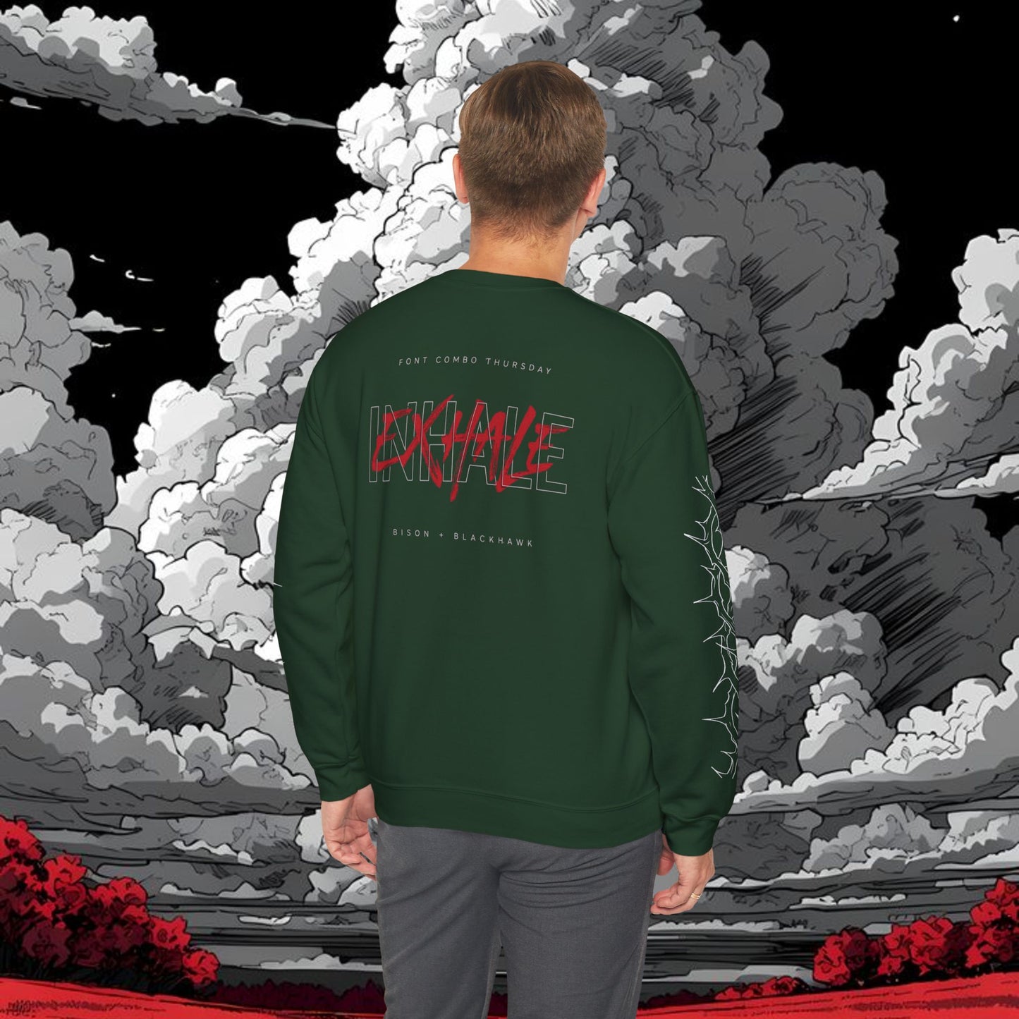 Inhale Exhale Crewneck Sweatshirt — Minimal Mental Health Graphic Pullover