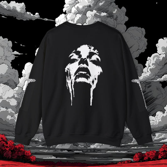 Crewneck Sweatshirt — 'Santosla' Gothic Face Graphic Pullover