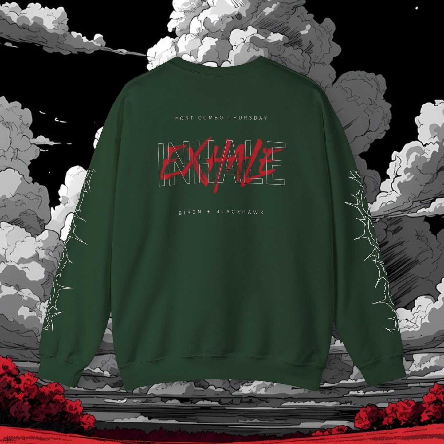 Inhale Exhale Crewneck Sweatshirt — Minimal Mental Health Graphic Pullover