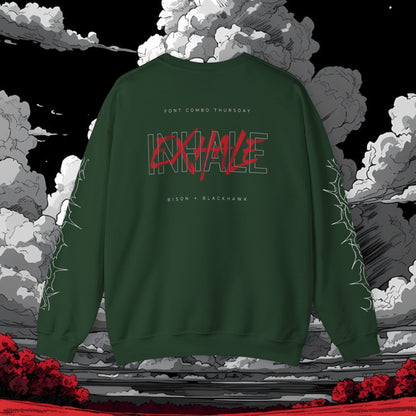 Inhale Exhale Crewneck Sweatshirt — Minimal Mental Health Graphic Pullover