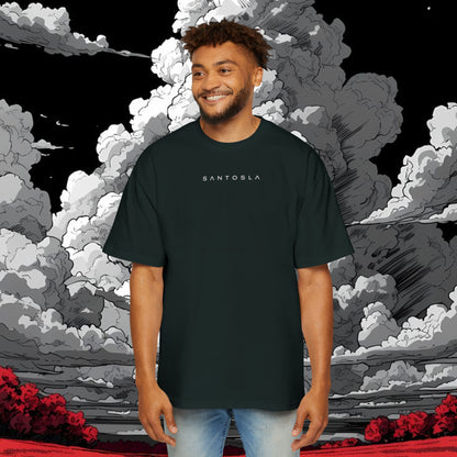 Oversized Graphic Tee — 'SANTOSLA' Front & Vintage 'Batman Paris' Back Print