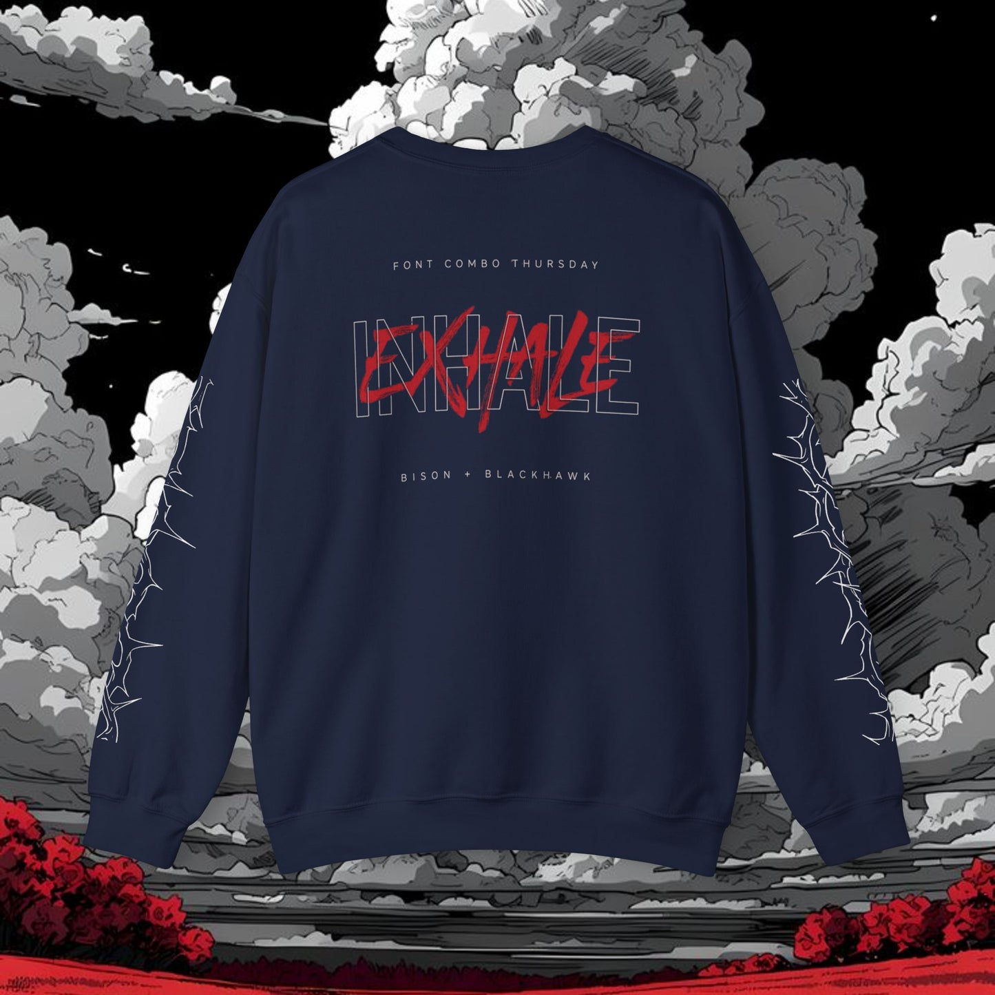 Inhale Exhale Crewneck Sweatshirt — Minimal Mental Health Graphic Pullover
