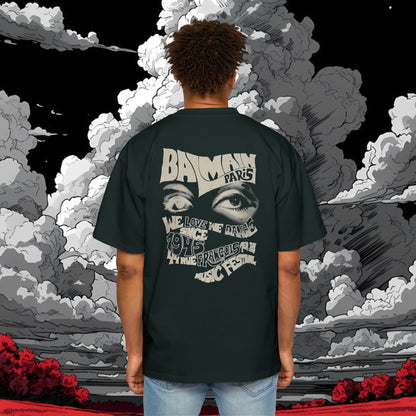 Oversized Graphic Tee — 'SANTOSLA' Front & Vintage 'Batman Paris' Back Print