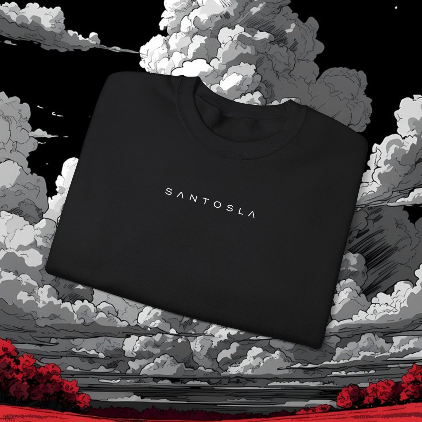 Yakuza Graphic Sweatshirt — Japanese Oni Mask Crewneck with Cherry Blossom Accents
