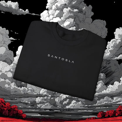Yakuza Graphic Sweatshirt — Japanese Oni Mask Crewneck with Cherry Blossom Accents