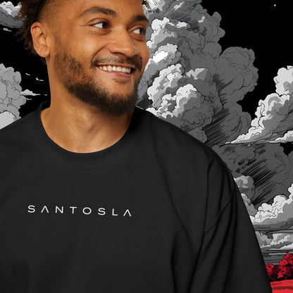 Oversized Graphic Tee — 'SANTOSLA' Front & Vintage 'Batman Paris' Back Print