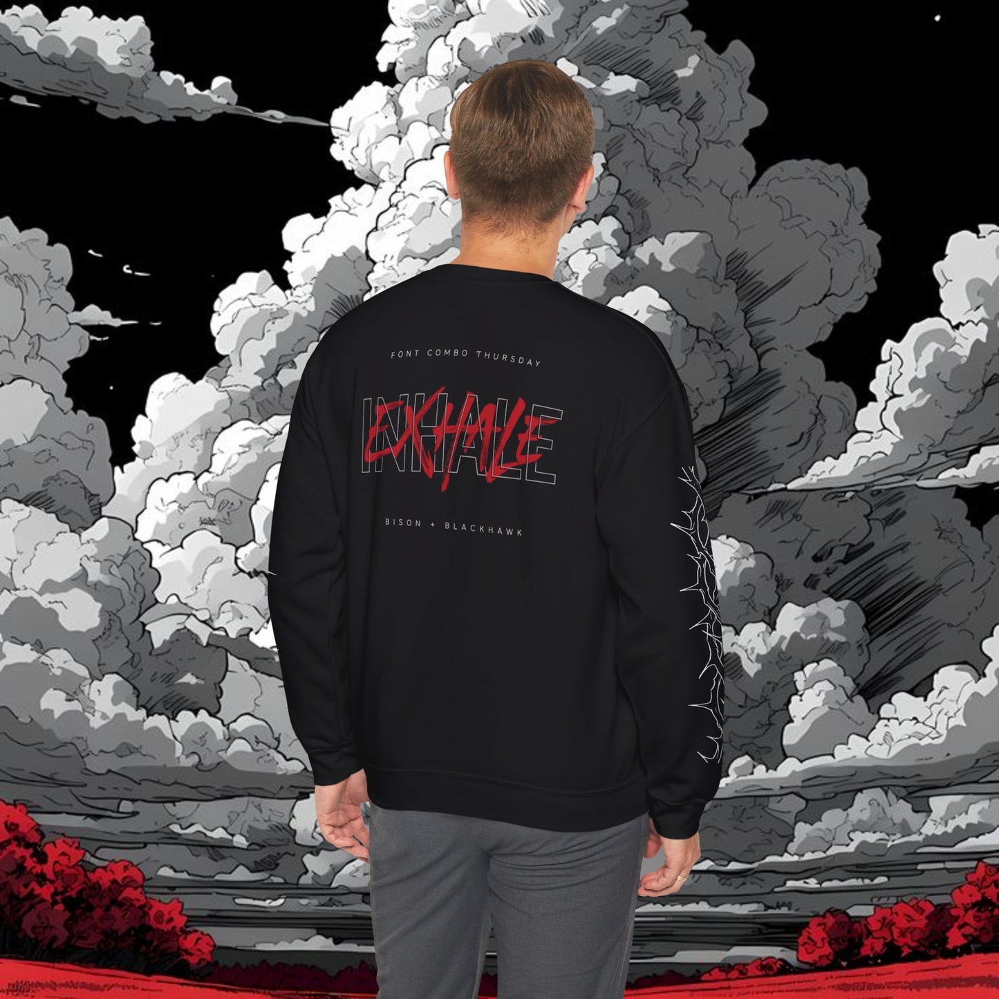 Inhale Exhale Crewneck Sweatshirt — Minimal Mental Health Graphic Pullover