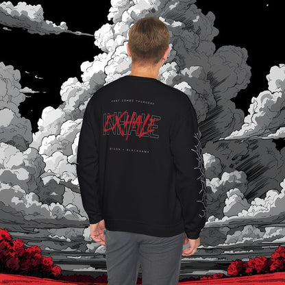 Inhale Exhale Crewneck Sweatshirt — Minimal Mental Health Graphic Pullover
