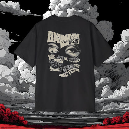 Oversized Graphic Tee — 'SANTOSLA' Front & Vintage 'Batman Paris' Back Print