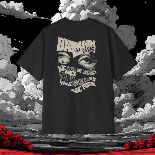 Oversized Graphic Tee — 'SANTOSLA' Front & Vintage 'Batman Paris' Back Print