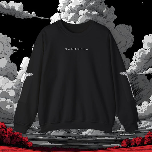 Crewneck Sweatshirt — 'Santosla' Gothic Face Graphic Pullover
